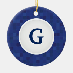 Personalisiertes Farbmuster aus blauem Mosaikbild Keramik Ornament