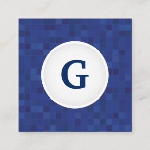 Personalisiertes Farbmuster aus blauem Mosaikbild Quadratische Visitenkarte