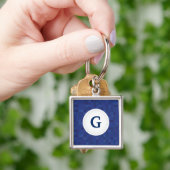 Personalisiertes Farbmuster aus blauem Mosaikbild Schlüsselanhänger (Hand)