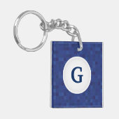 Personalisiertes Farbmuster aus blauem Mosaikbild Schlüsselanhänger (Vorderseite links)