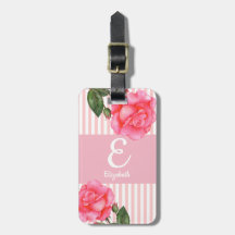 Personalisiertes Farbrosa Rosen Floral Monogramm