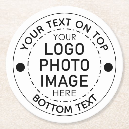 Personalisiertes Farbtextlogo für Foto Runder Pappuntersetzer (Vorderseite)