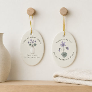 Personalisiertes Februar-Veilchen-Geburtsblumen-Or Keramik Ornament