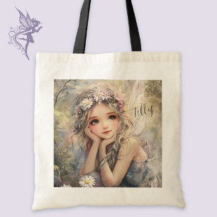 Personalisiertes Feen-Aquarell-Blumenmädchen-Hochz Tragetasche