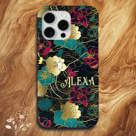 Personalisiertes, feines Floral mit Goldakzenten Case-Mate iPhone Hülle