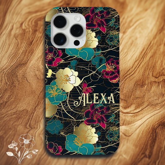 Personalisiertes, feines Floral mit Goldakzenten Case-Mate iPhone Hülle