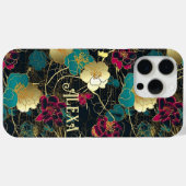 Personalisiertes, feines Floral mit Goldakzenten Case-Mate iPhone Hülle (Rückseite (Horizontal))
