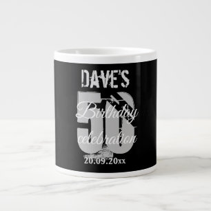 Personalisiertes feines Schwarz 50 jeden Geburtsta Jumbo-Tasse