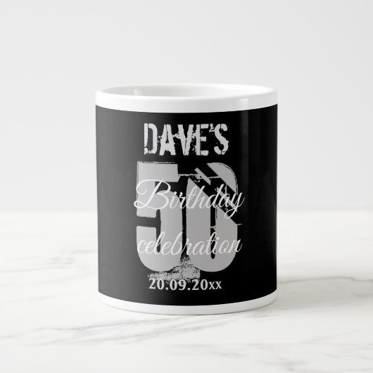 Personalisiertes feines Schwarz 50 jeden Geburtsta Jumbo-Tasse (Vorderseite)