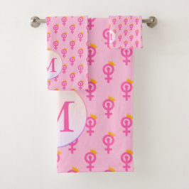 Personalisiertes Feministenrosa Badhandtuch Set