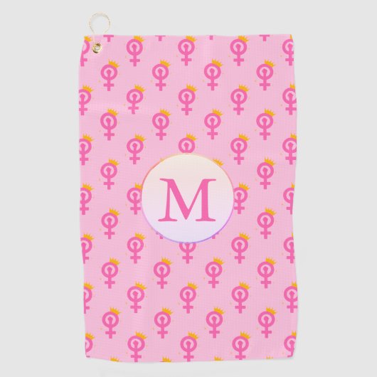 Personalisiertes Feministenrosa Golfhandtuch (Vorderseite)