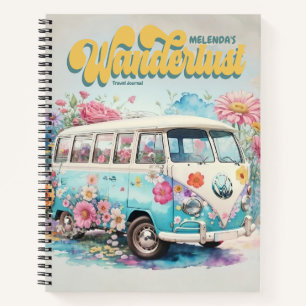 Personalisiertes Fernweh Retro-Bus-Reisejournal Notizblock