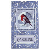 Personalisiertes festes Robin Weihnachtsdesign Kleine Geschenktüte (Rückseite)