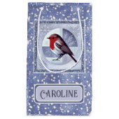 Personalisiertes festes Robin Weihnachtsdesign Kleine Geschenktüte (Vorderseite)
