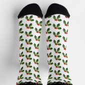 Personalisiertes Festfest Holly Berry Holiday Socken (Oben)