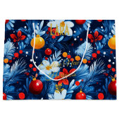 Personalisiertes festlich blaues und rot großes Ge Große Geschenktüte (Vorderseite)