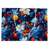 Personalisiertes festlich blaues und rot großes Ge Große Geschenktüte (Rückseite)