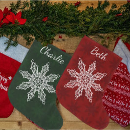 Personalisiertes festlich grünes Rot und Weiße Sch Großer Weihnachtsstrumpf