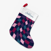 Personalisiertes, fett kariertes Muster Kleiner Weihnachtsstrumpf (Vorderansicht (hängend))
