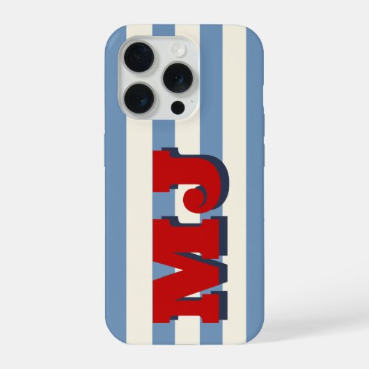 Personalisiertes fettes Monogramm, Americana-Strei iPhone Hülle (Rückseite)