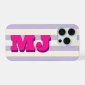 Personalisiertes fettes Monogramm, Lavendelstreife iPhone Hülle (Rückseite (Horizontal))