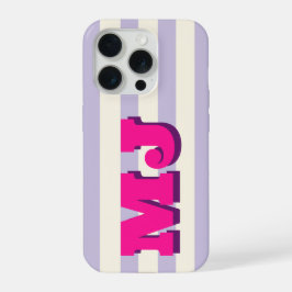 Personalisiertes fettes Monogramm, Lavendelstreife iPhone 15 Pro Hülle