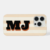 Personalisiertes fettes Monogramm, neutrale Streif iPhone Hülle (Rückseite (Horizontal))
