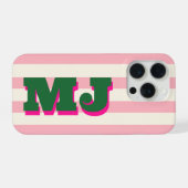 Personalisiertes fettes Monogramm, rosa Streifen iPhone Hülle (Rückseite (Horizontal))