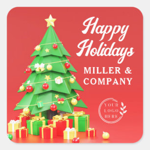 Personalisiertes Firmen-Weihnachts-Logo-Feiertag Quadratischer Aufkleber