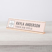 Personalisiertes Firmenlogo in Rosa Schreibtischnamensplakette (Vorderseite )