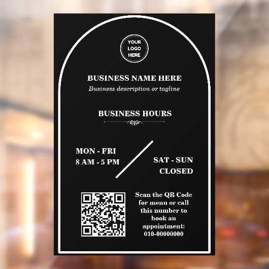 Personalisiertes Firmenlogo - Öffnungszeit Fensteraufkleber (Blatt 2)