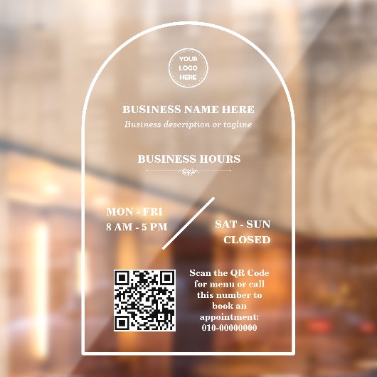 Personalisiertes Firmenlogo - Öffnungszeit Fensteraufkleber (Blatt 2)