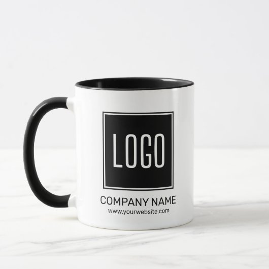 Personalisiertes Firmenlogo und QR-Code Tasse (Links)