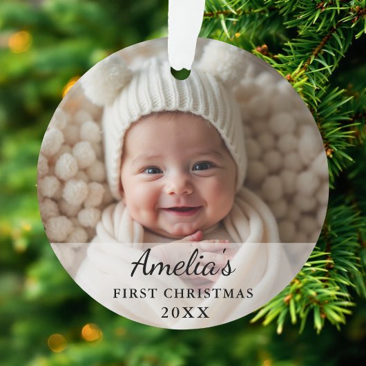 Personalisiertes First Christmas Baby Foto Ornament