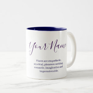 "Personalisiertes Fische-Sternzeichen Name und Eig Zweifarbige Tasse