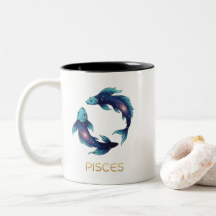 "Personalisiertes Fische-Sternzeichen Name und Eig Zweifarbige Tasse