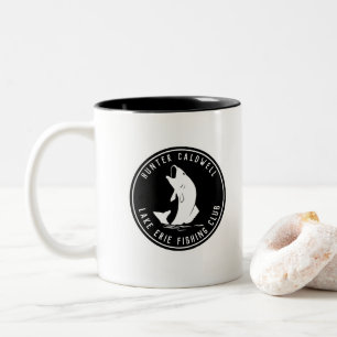 Personalisiertes Fischemblem schwarz und w Zweifarbige Tasse