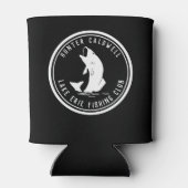 Personalisiertes Fischemblem schwarz-weiß Dosenkühler (Rückseite)