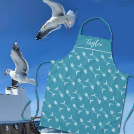 Personalisiertes Fischknochenmuster Blaue Schürze