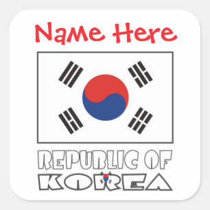 Personalisiertes Flagge der Republik Korea Quadrat Quadratischer Aufkleber
