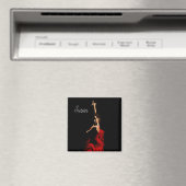 Personalisiertes Flamenco Dancer Rotes Kleid Magnet (In Situ (Geschirrspüler))