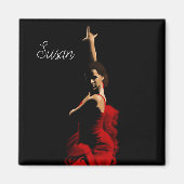 Personalisiertes Flamenco Dancer Rotes Kleid Magnet (Vorne)