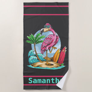 Personalisiertes Flamingo Beach Handtuch