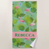 Personalisiertes Flamingo Beach Handtuch (Vorderseite)