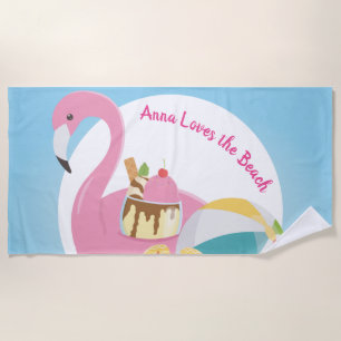 Personalisiertes Flamingo Beach Handtuch