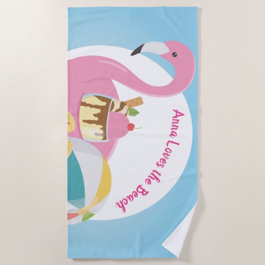 Personalisiertes Flamingo Beach Handtuch (Vorderseite)