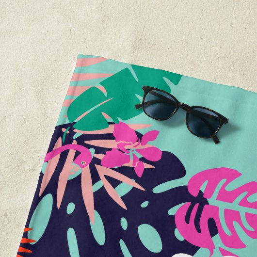 Personalisiertes Flamingo Beach Handtuch (Beispiel)