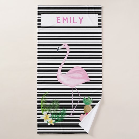 Personalisiertes Flamingo Beach Handtuch Badehandtuch (Badehandtuch)