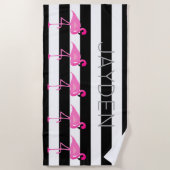 Personalisiertes Flamingo-und Streifen-Badetuch Strandtuch (Vorderseite)