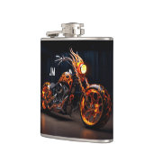 Personalisiertes flammendes Motorrad Vinyl verschr Flachmann (Links)